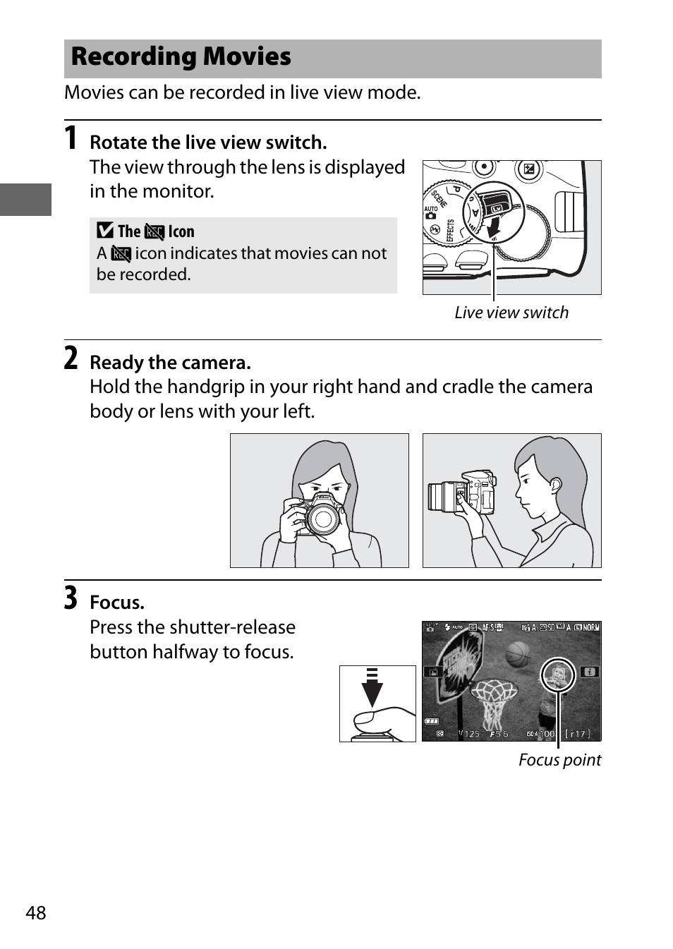 Recording movies | Nikon D5500 User Manual | Page 70 / 156