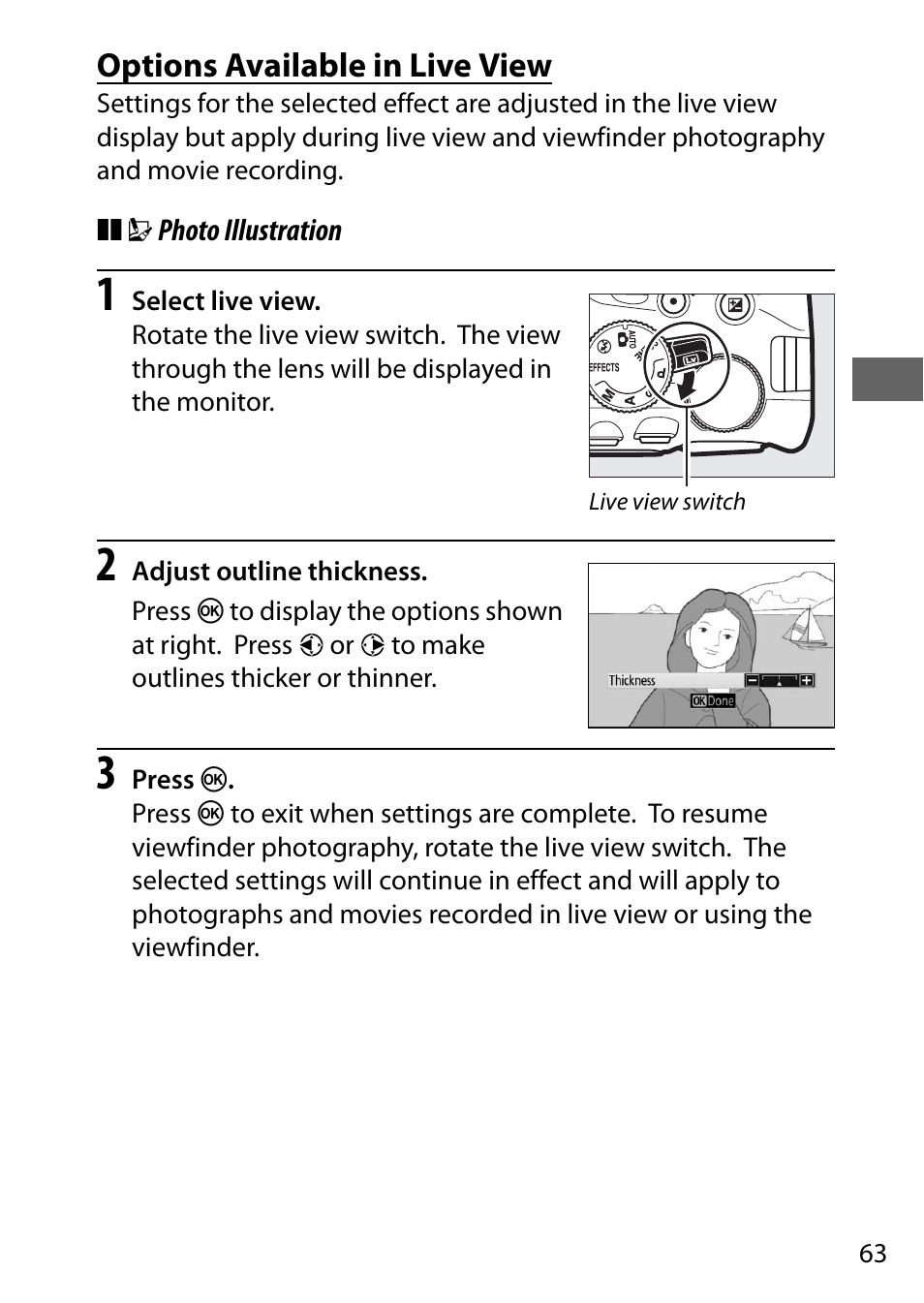 Options available in live view | Nikon D5500 User Manual | Page 85 / 156