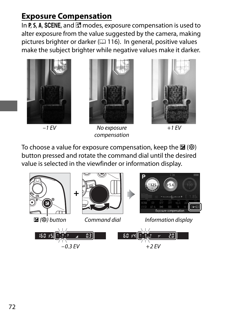 Exposure compensation | Nikon D5500 User Manual | Page 94 / 156