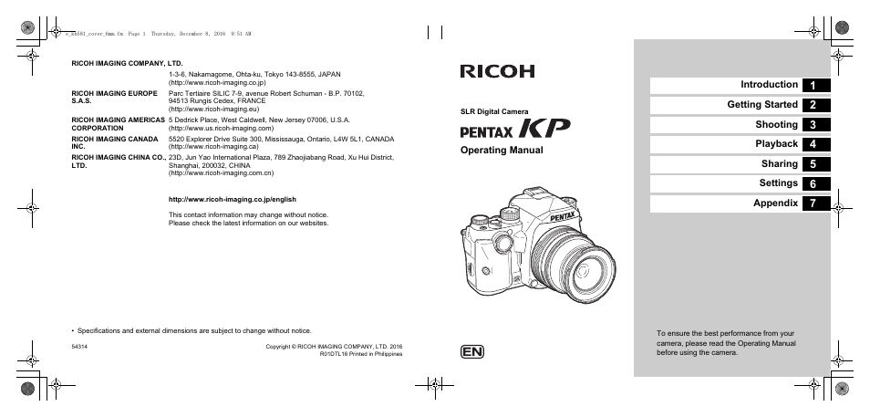 Ricoh Pentax КP User Manual | 148 pages