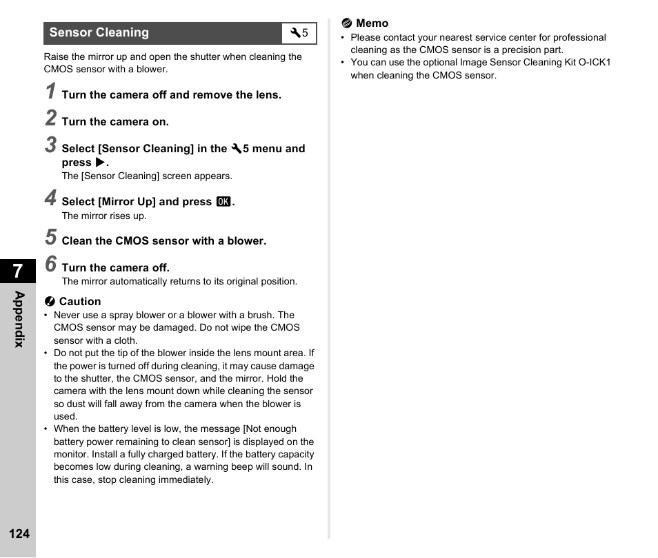 Sensor cleaning, P.124, To “sensor cleaning” (p.124) i | Ricoh Pentax КP User Manual | Page 126 / 148