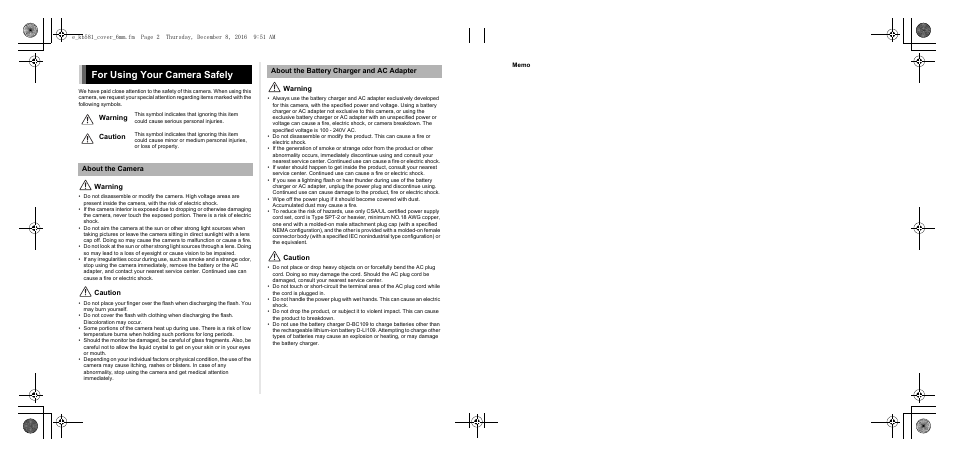 For using your camera safely | Ricoh Pentax КP User Manual | Page 147 / 148