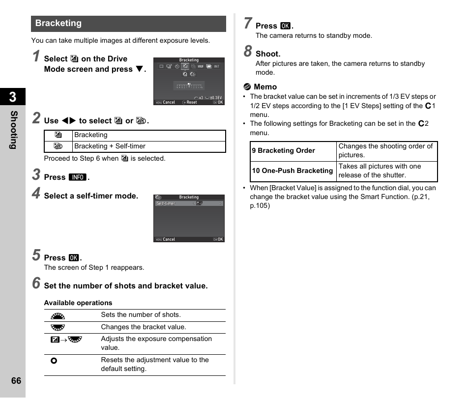 Bracketing, P.66, Ng (p.66) | P.66) | Ricoh Pentax КP User Manual | Page 68 / 148