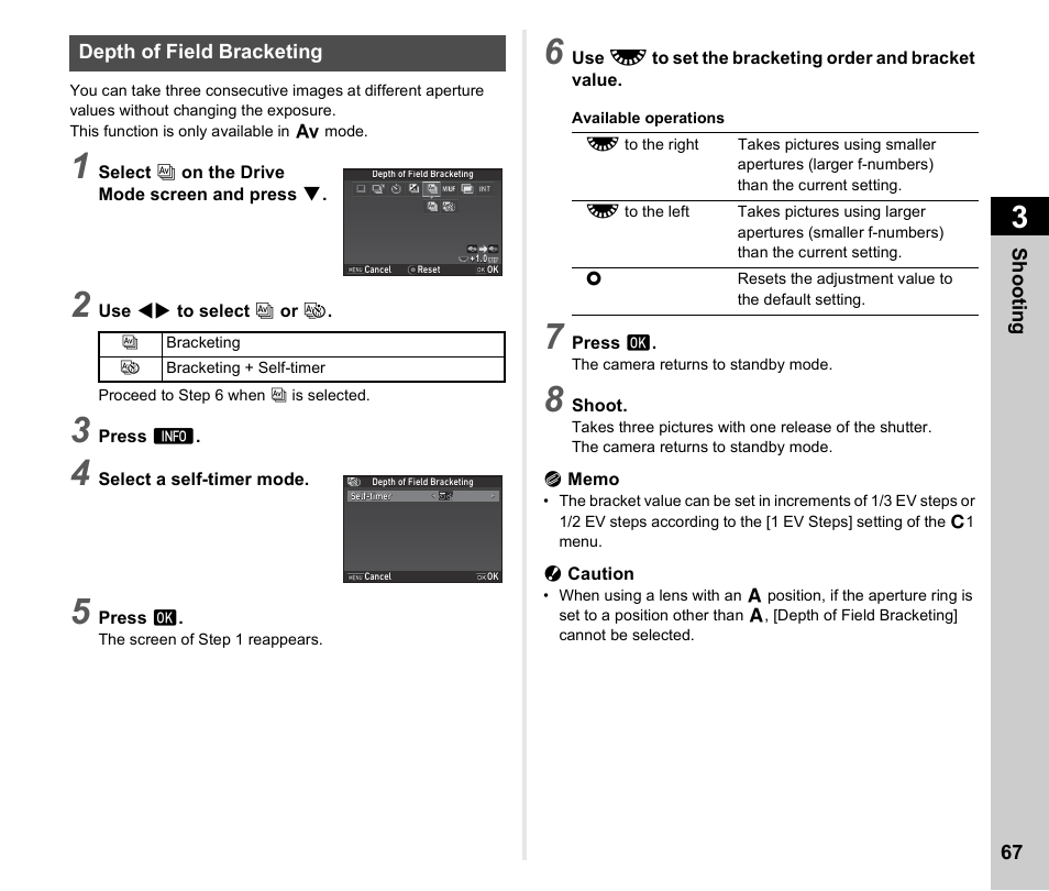 Depth of field bracketing, P.67, P.67) | Ricoh Pentax КP User Manual | Page 69 / 148