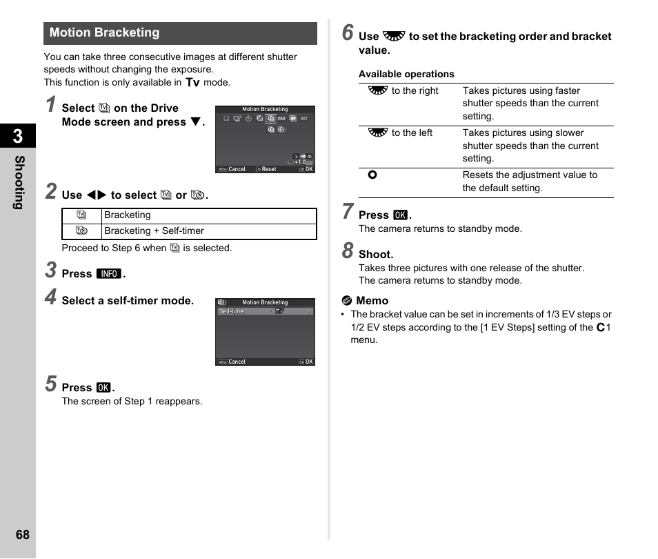 Motion bracketing, P.68) | Ricoh Pentax КP User Manual | Page 70 / 148