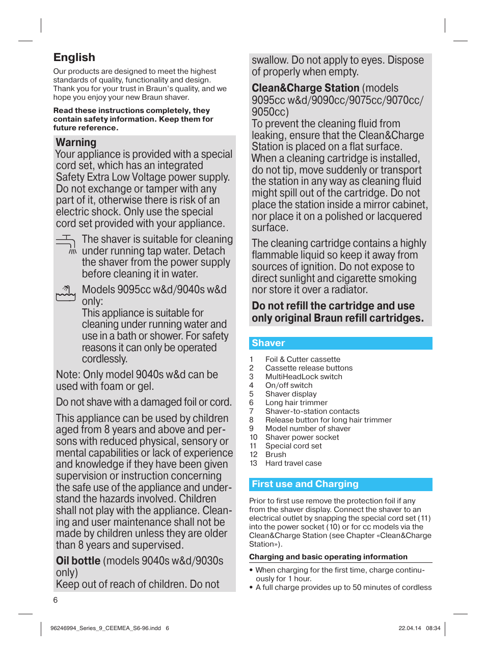 English | Braun Series 9 User Manual | Page 6 / 92