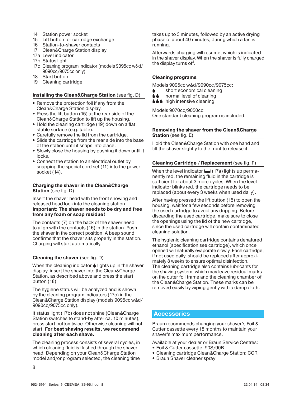Accessories | Braun Series 9 User Manual | Page 8 / 92