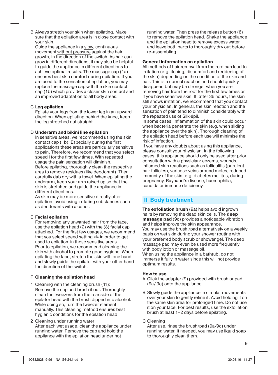 Ii body treatment | Braun Silk-épil 9 SkinSpa  5377 User Manual | Page 8 / 21