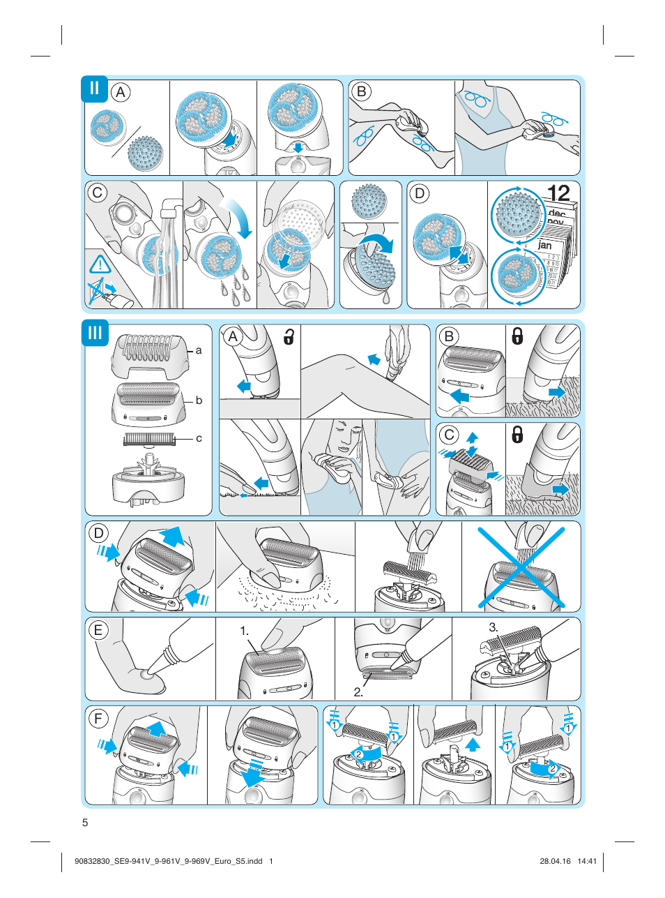 90832830_se9-941v_9-961v_9-969v_euro_s5, Ii iii, Ae f | Ab c, March | Braun Silk-épil 9 SkinSpa  5377 User Manual | Page 4 / 97