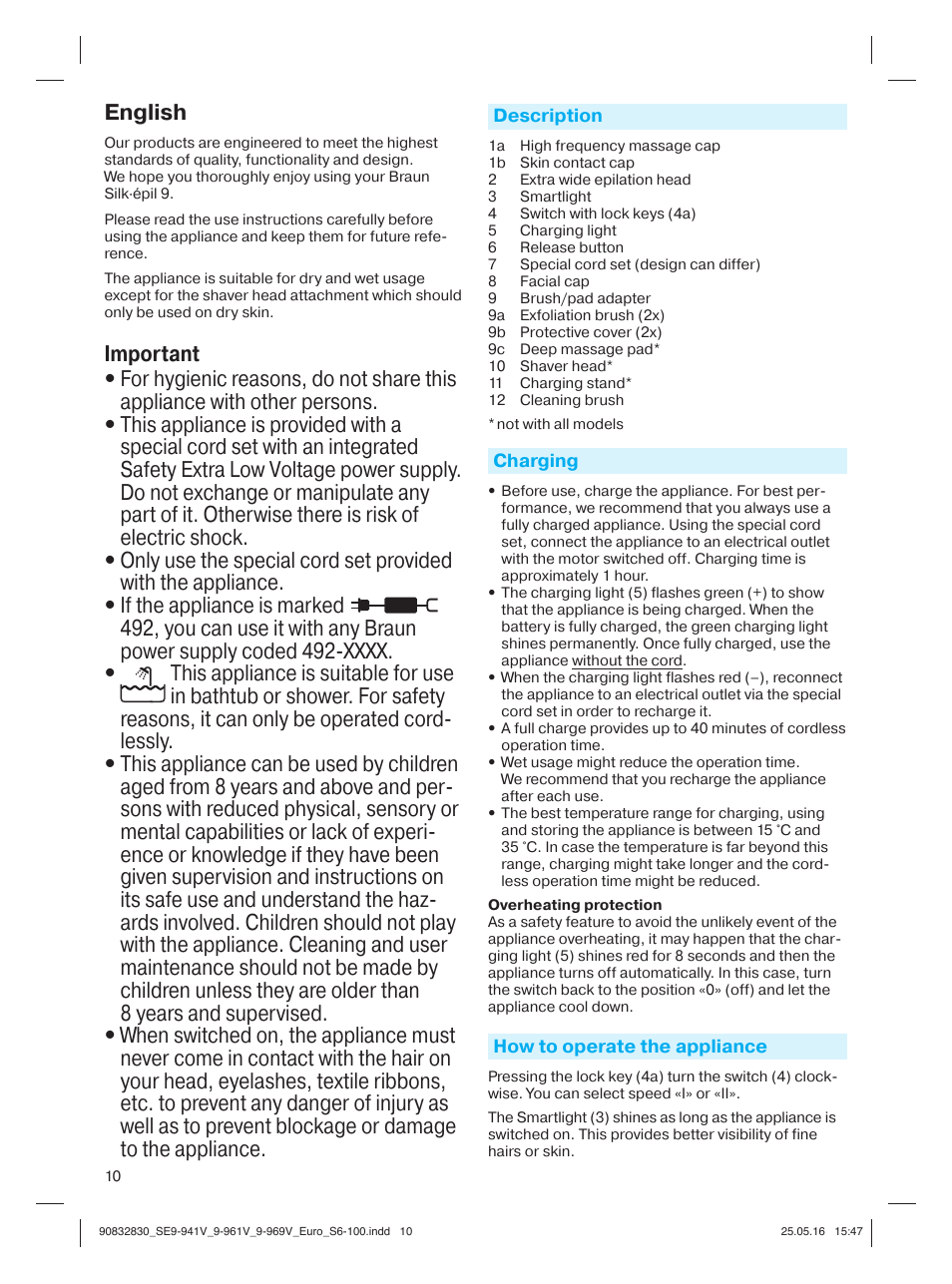 English | Braun Silk-épil 9 SkinSpa  5377 User Manual | Page 9 / 97