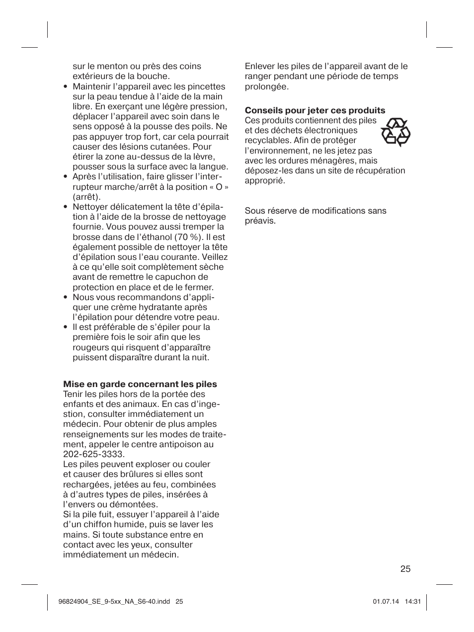 Braun Silk-épil 9 SkinSpa  5377 User Manual | Page 25 / 38