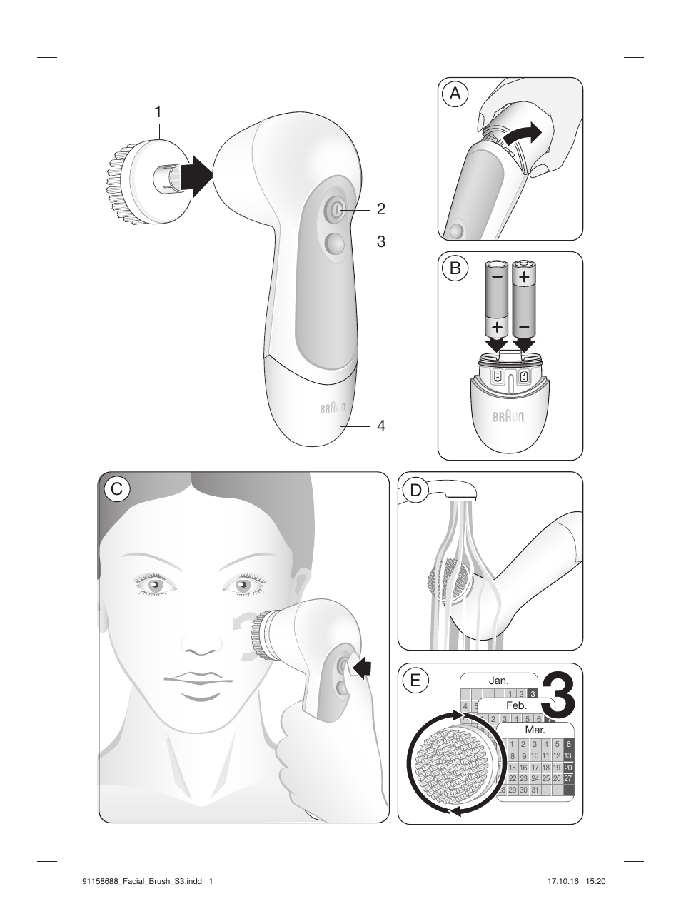 91158688_facial_brush_s3, Ab c d e | Braun Silk-épil 5357 User Manual | Page 3 / 26