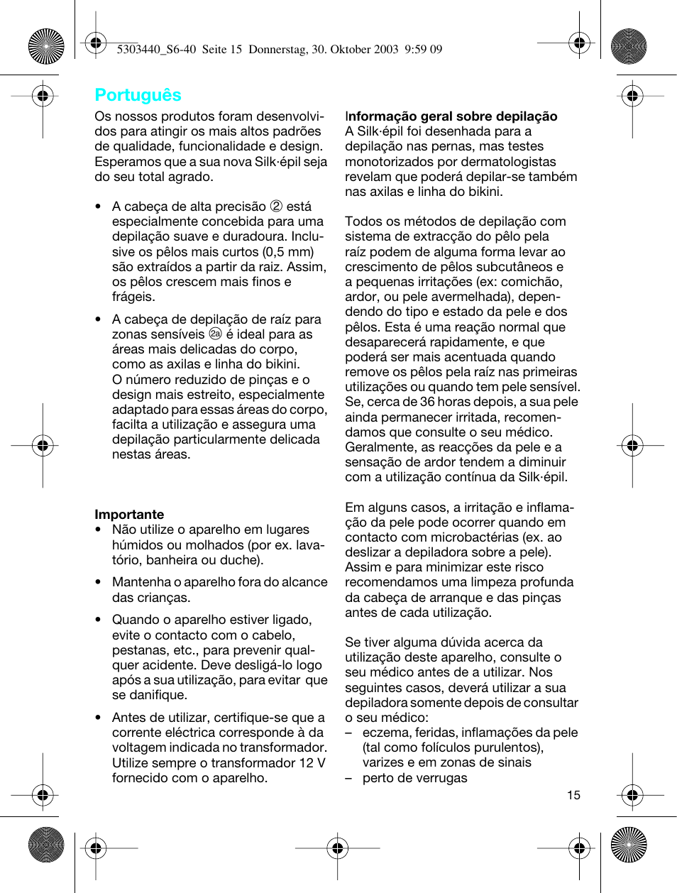 Português | Braun Silk-épil SuperSoft User Manual | Page 14 / 42