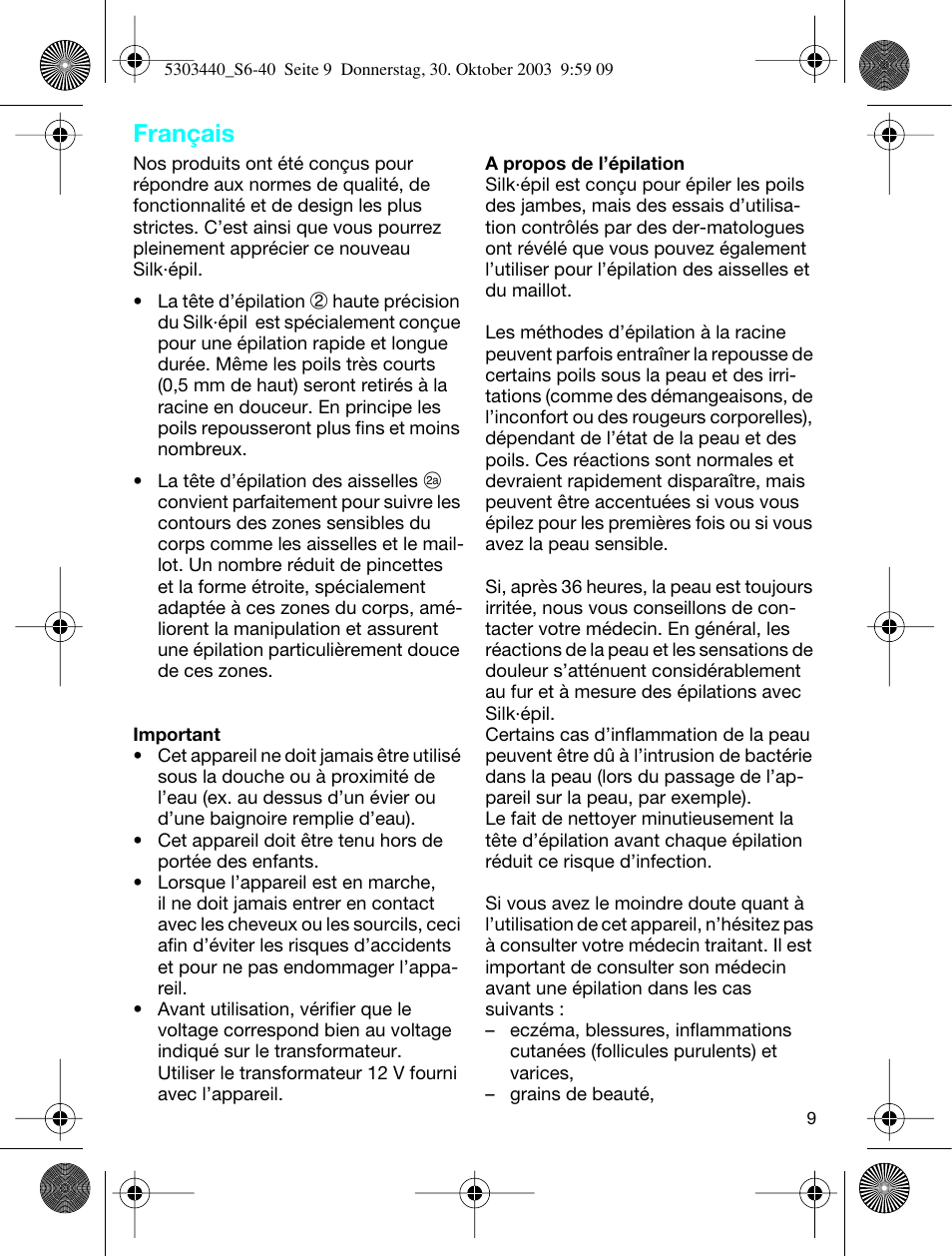 Français | Braun Silk-épil SuperSoft User Manual | Page 8 / 42