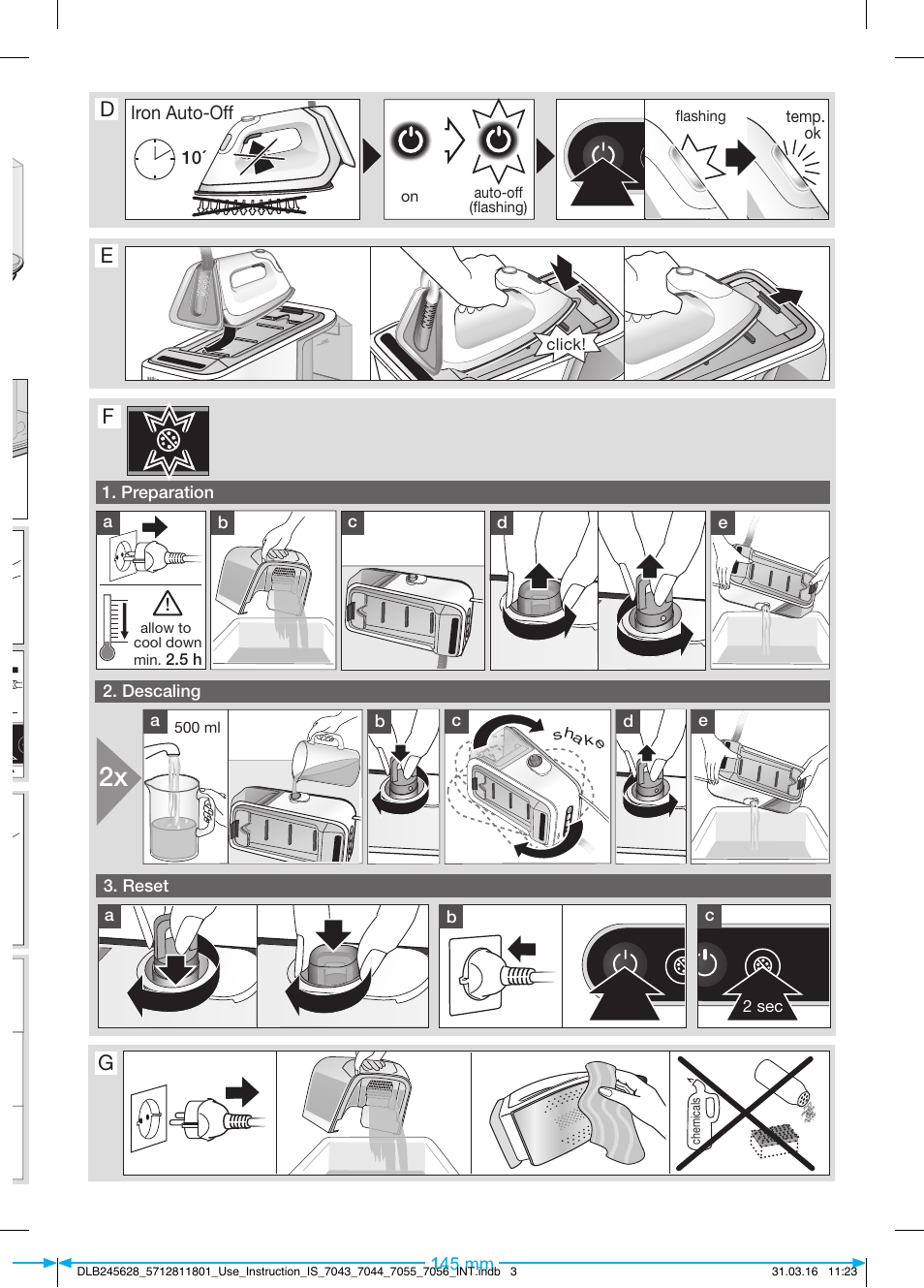 Water reservoir guide, De f, Iron auto-off | Steam button, Precision shot, Temp. ok, Auto | Braun CareStyle 7 Pro User Manual | Page 4 / 119