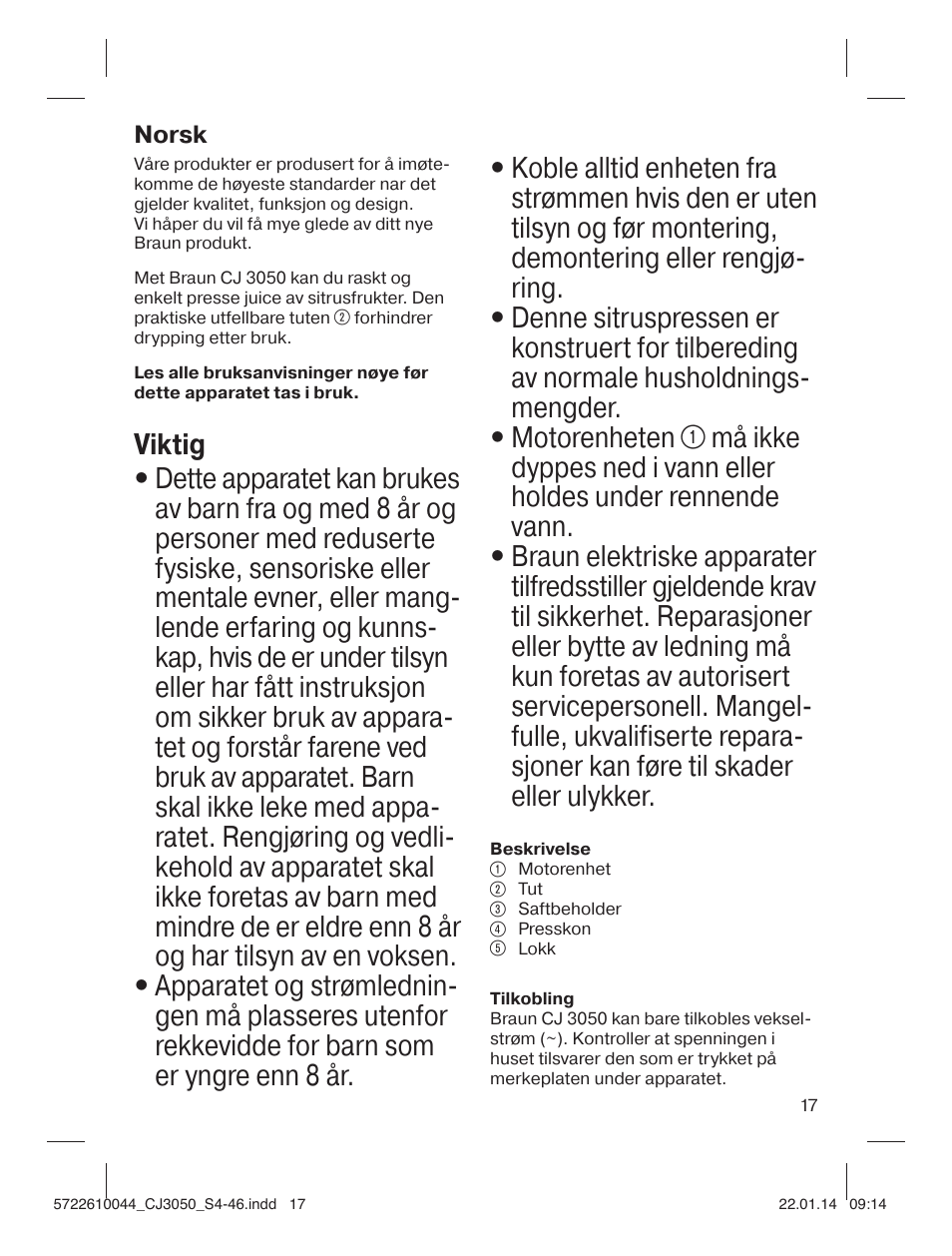 Braun CJ 3050 User Manual | Page 17 / 46