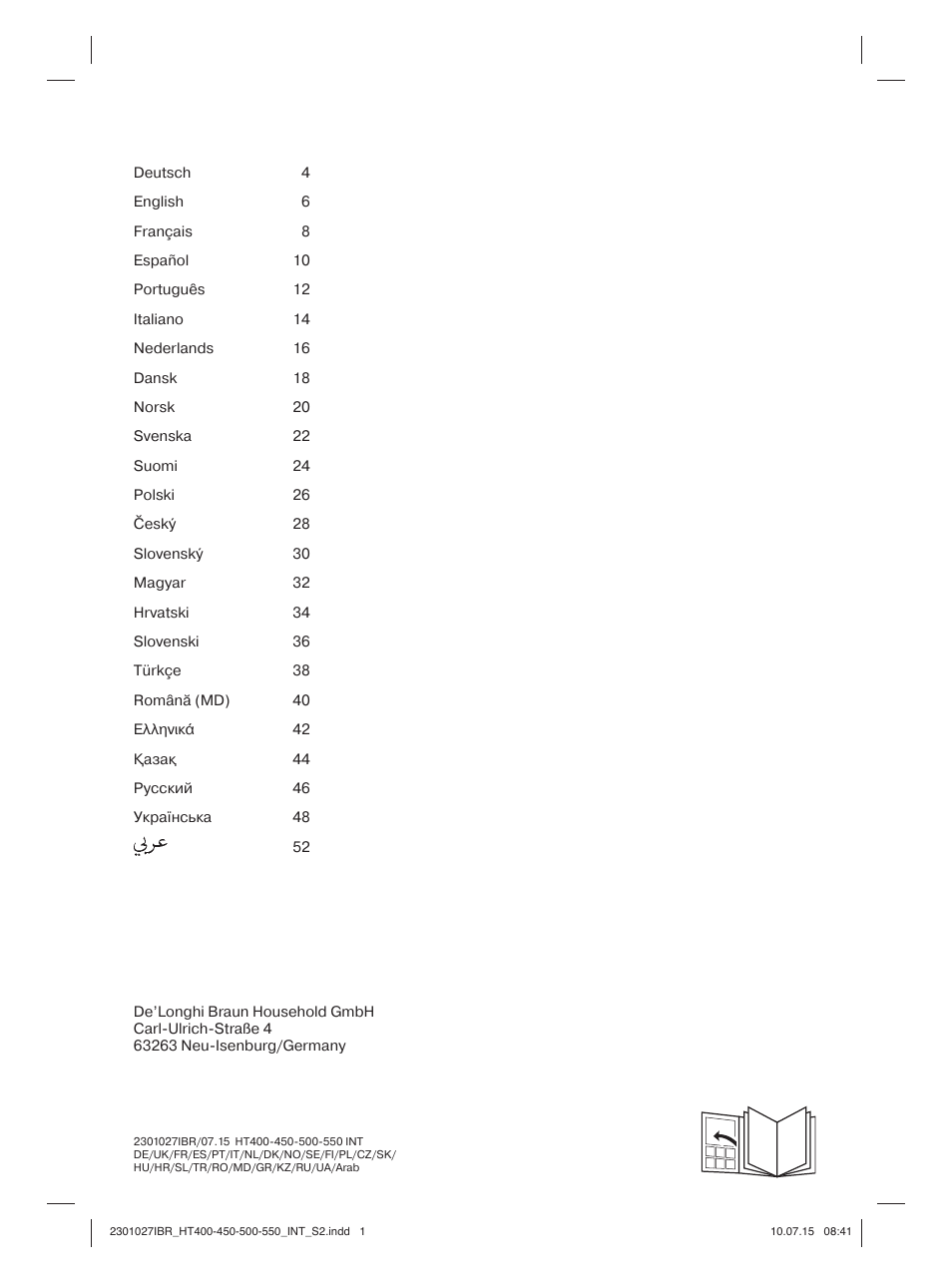 Braun MultiToast HT400 User Manual | Page 2 / 54