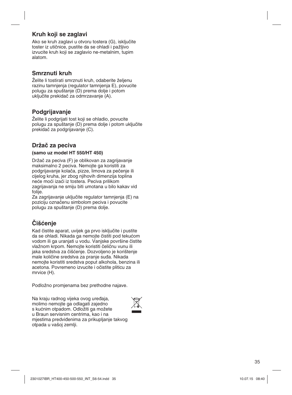 Braun MultiToast HT400 User Manual | Page 35 / 54