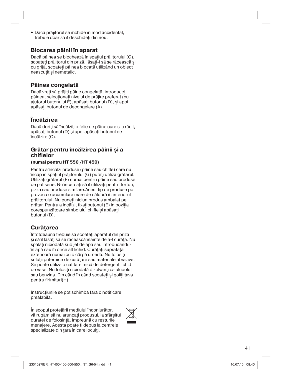 Braun MultiToast HT400 User Manual | Page 41 / 54
