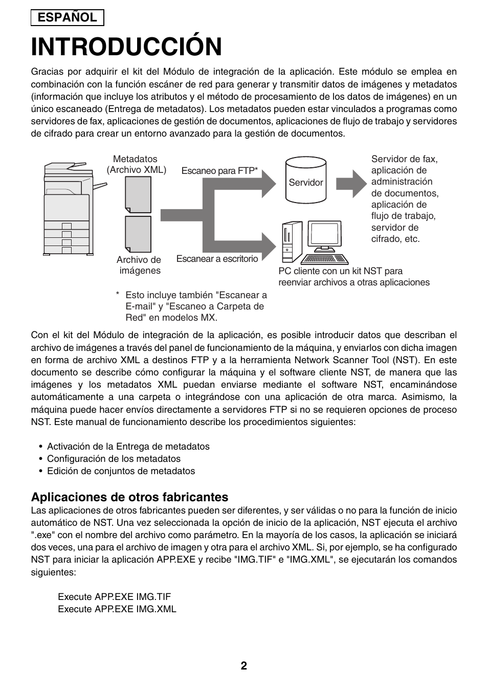 Introducción, Español, Aplicaciones de otros fabricantes | Sharp MX-M1055 User Manual | Page 10 / 112