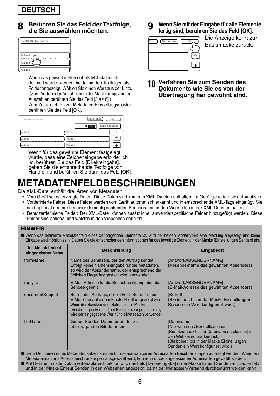 Metadatenfeldbeschreibungen, Deutsch | Sharp MX-M1055 User Manual | Page 26 / 112