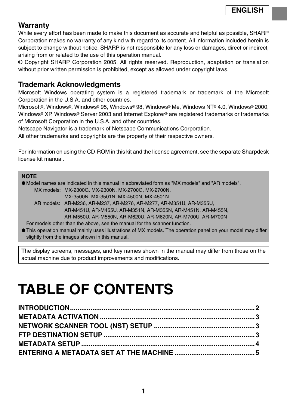 Sharp MX-M1055 User Manual | Page 3 / 112