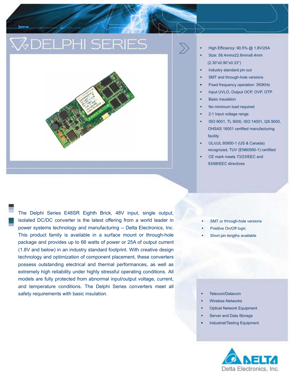 Delta Electronics E48SR User Manual | 15 pages