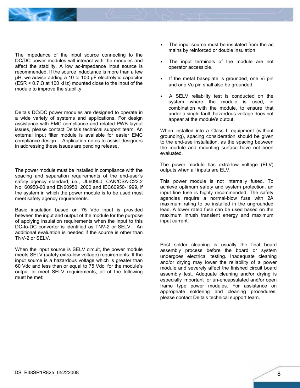 Design considerations | Delta Electronics E48SR User Manual | Page 8 / 15