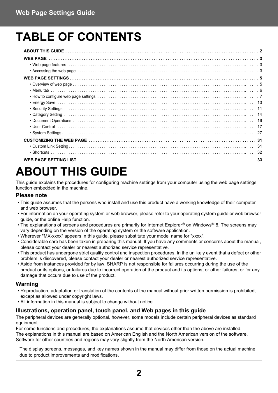 Sharp MX-6070N User Manual | Page 2 / 38