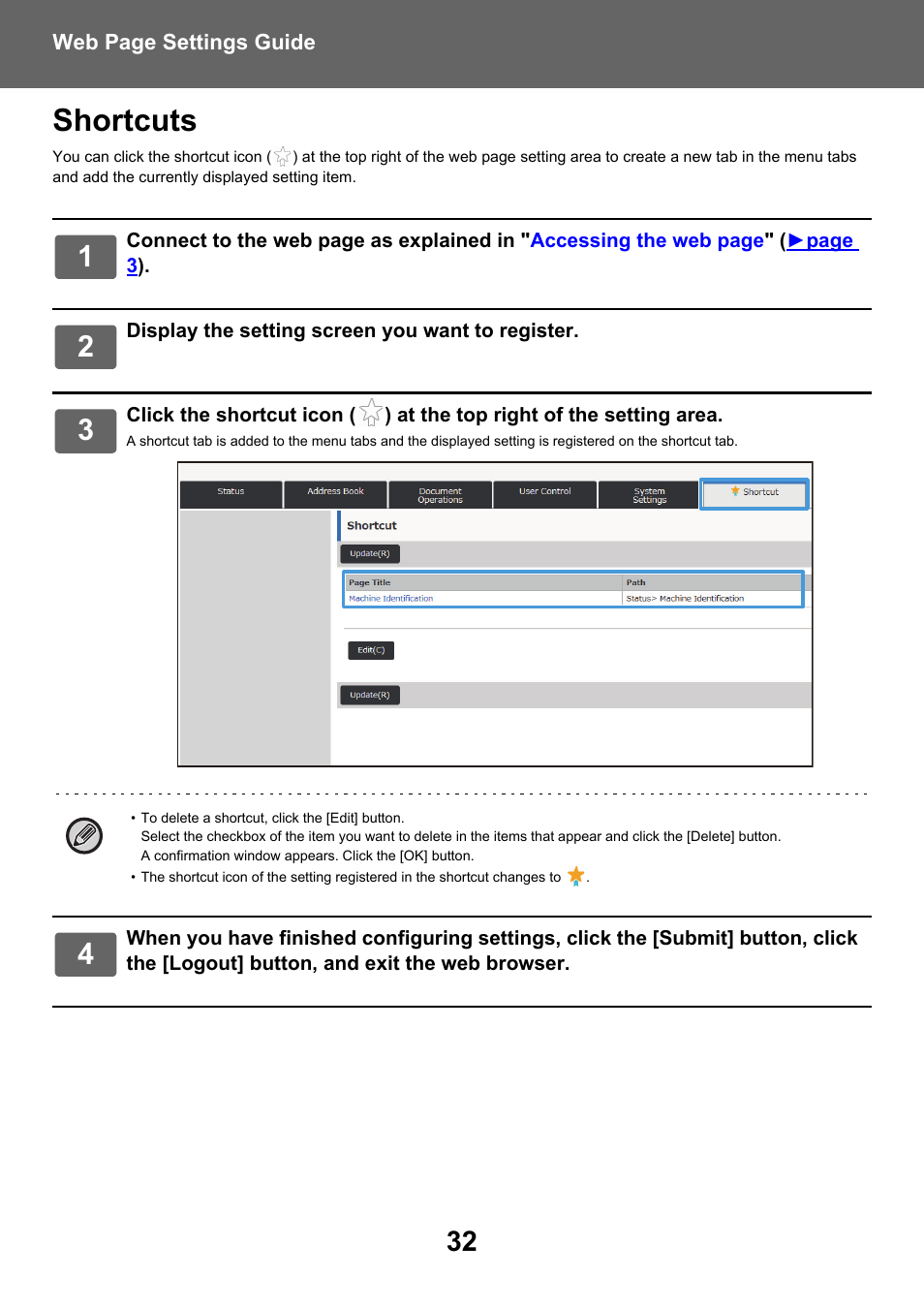 Shortcuts | Sharp MX-6070N User Manual | Page 32 / 38