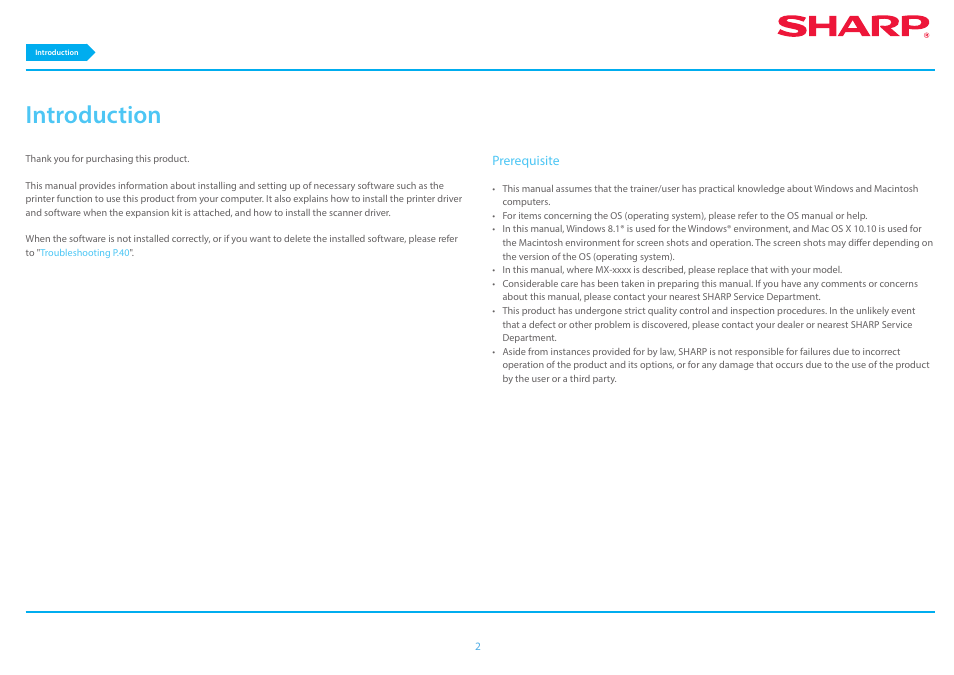 Introduction | Sharp MX-6070N User Manual | Page 2 / 46