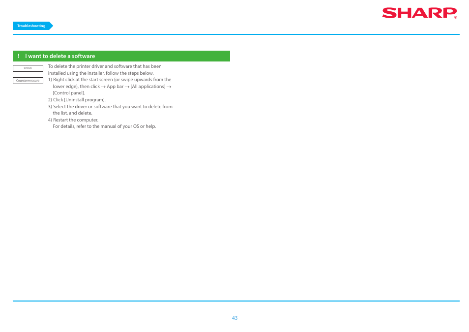 I want to delete a software p.43 | Sharp MX-6070N User Manual | Page 43 / 46