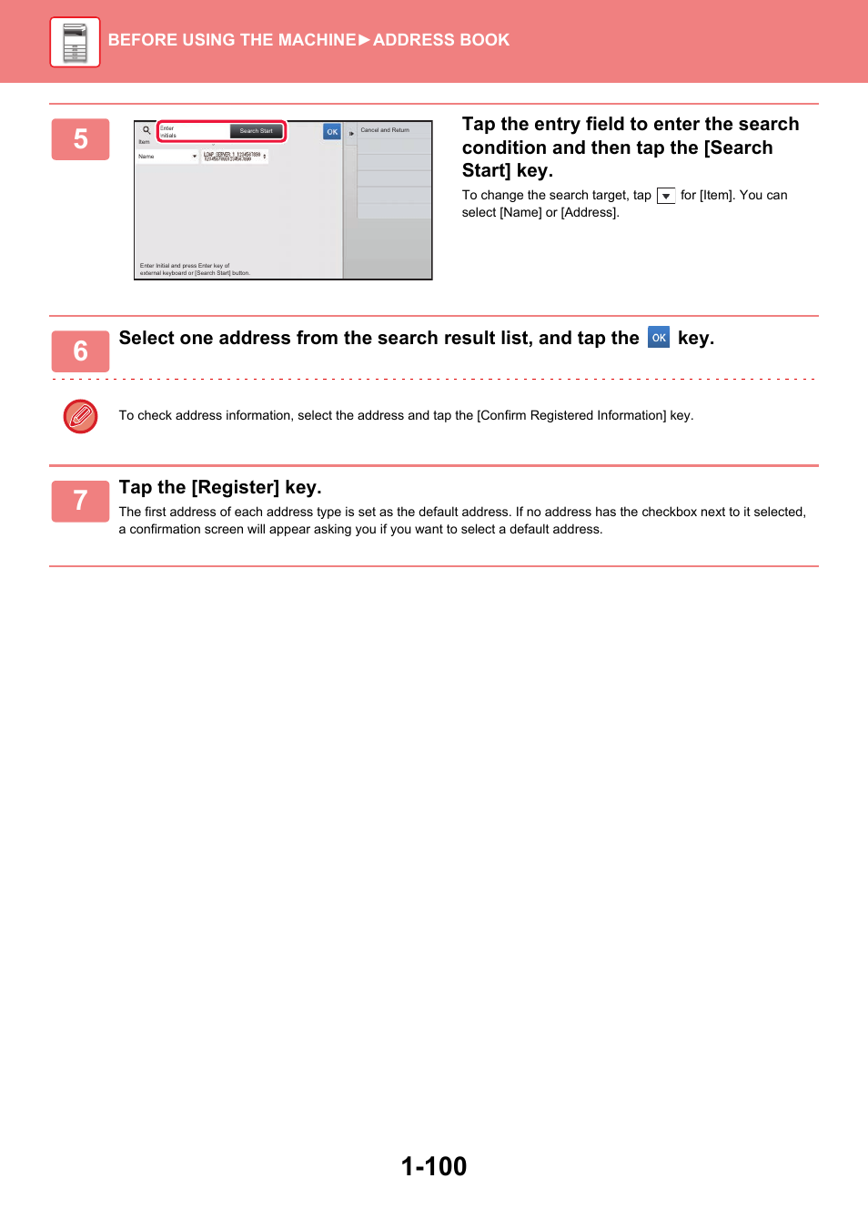 Tap the [register] key | Sharp MX-6070N User Manual | Page 103 / 935