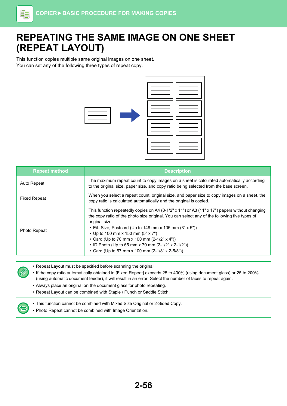 Repeating the same image on one, Sheet (repeat layout) -56 | Sharp MX-6070N User Manual | Page 220 / 935