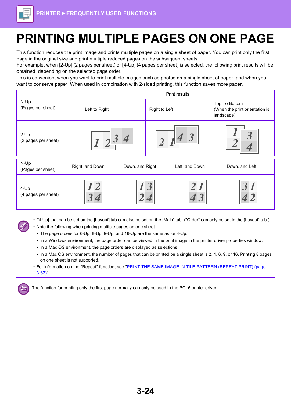 Printing multiple pages on one page | Sharp MX-6070N User Manual | Page 331 / 935