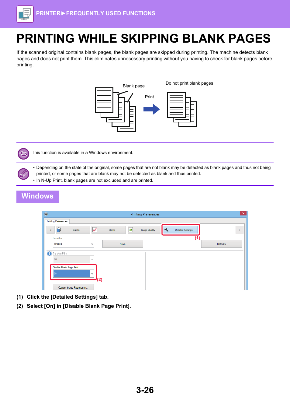 Printing while skipping blank pages, Windows | Sharp MX-6070N User Manual | Page 333 / 935