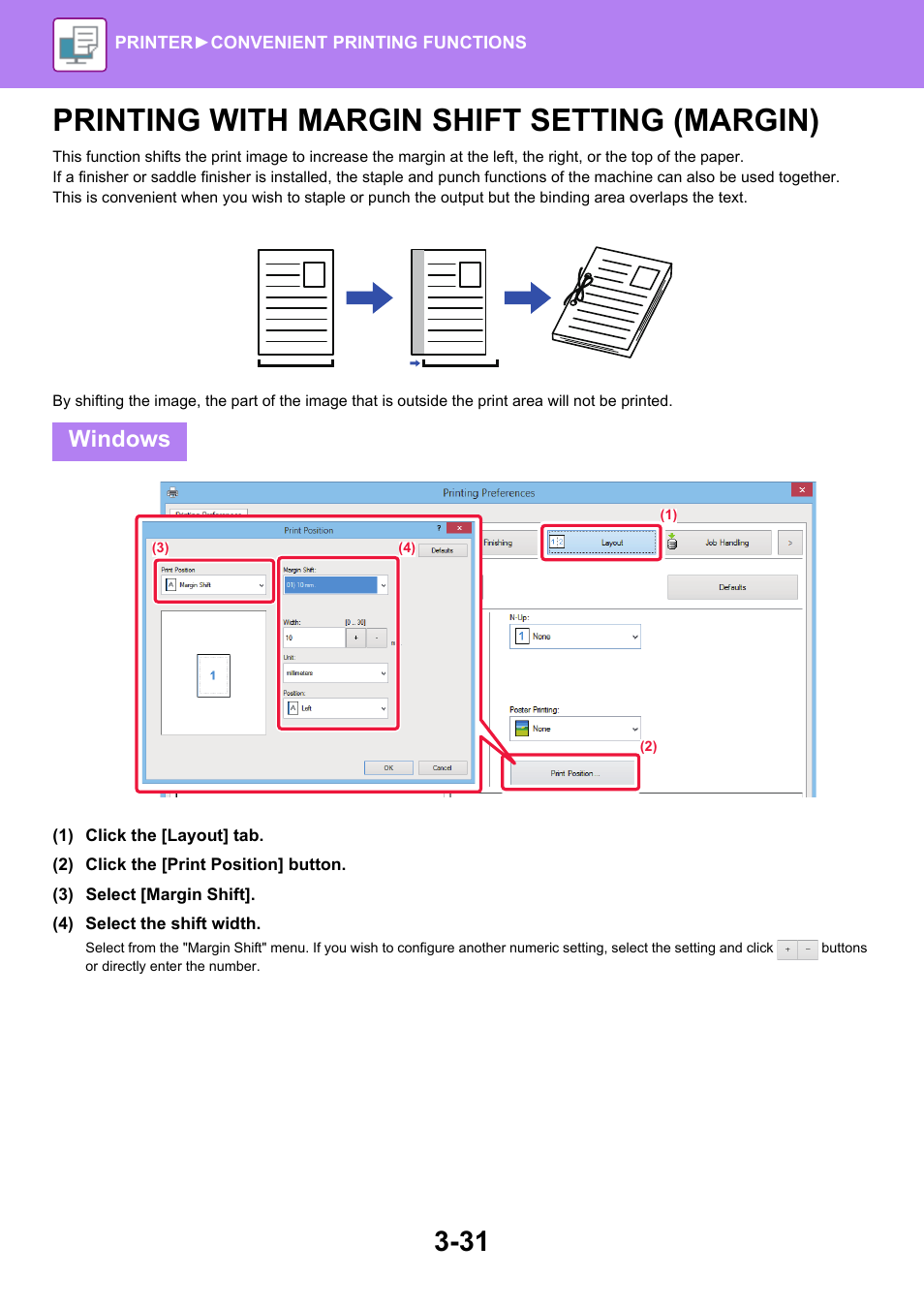 Printing with margin shift setting, Margin) -31, Printing with margin shift setting (margin) | Windows | Sharp MX-6070N User Manual | Page 338 / 935