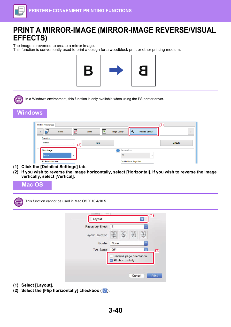 Print a mirror-image (mirror-image, Reverse/visual effects) -40 | Sharp MX-6070N User Manual | Page 347 / 935