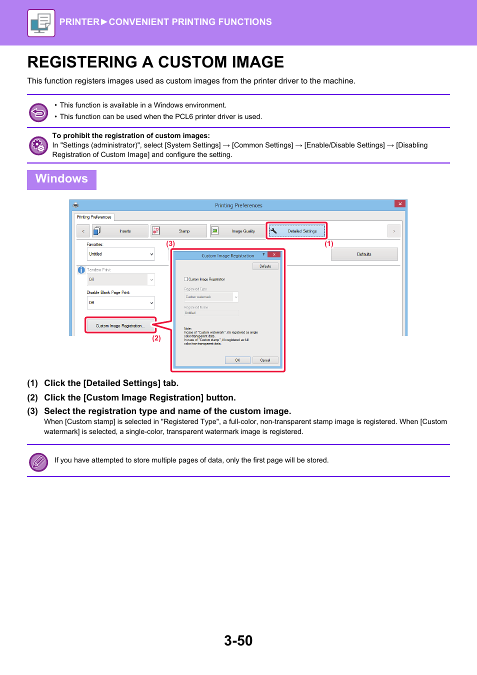 Registering a custom image -50, Registering a custom image, Windows | Sharp MX-6070N User Manual | Page 357 / 935