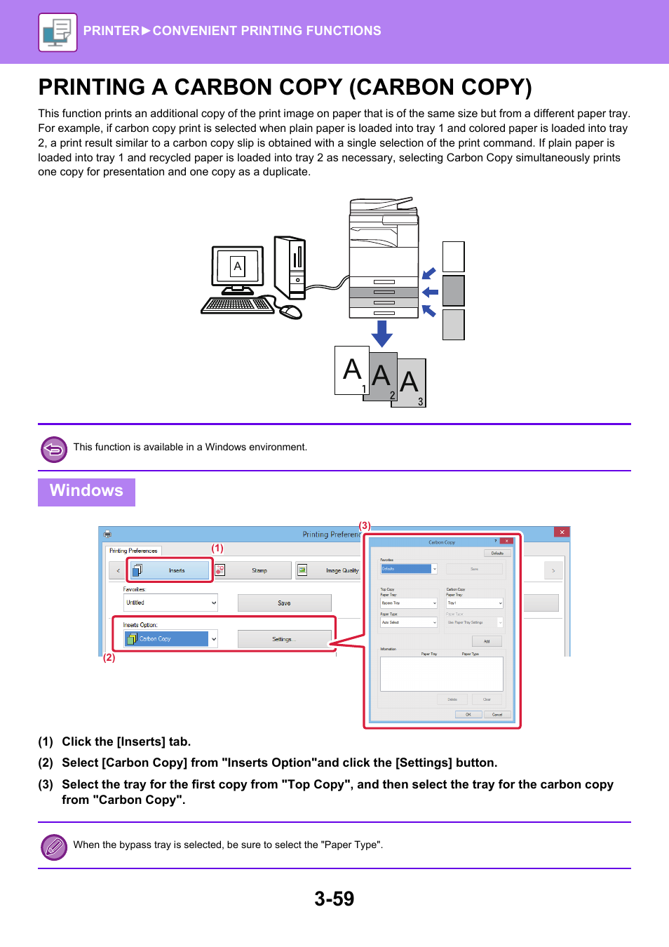 Printing a carbon copy (carbon, Copy) -59, Printing a carbon copy (carbon copy) | Sharp MX-6070N User Manual | Page 366 / 935