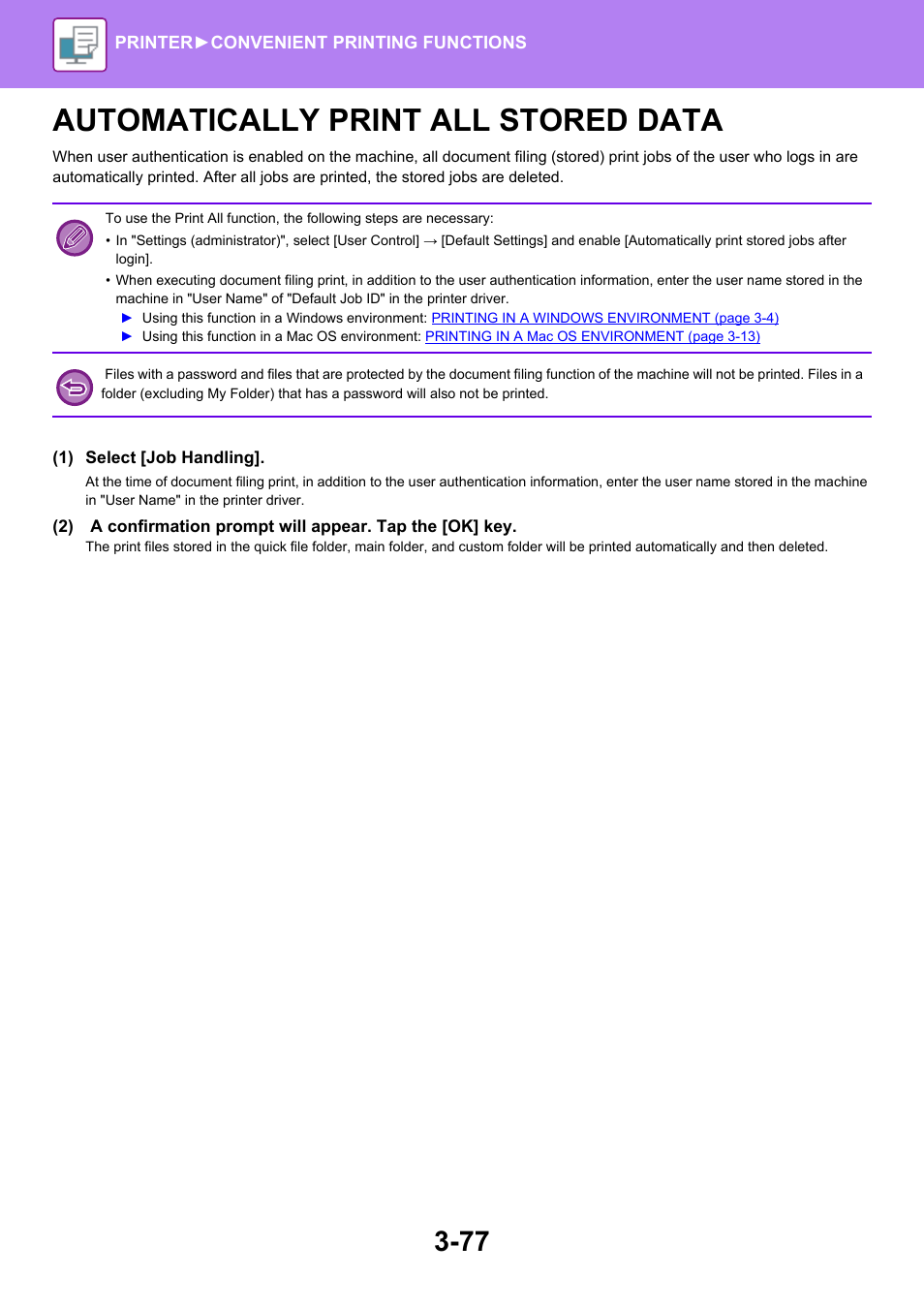 Automatically print all stored data -77, Automatically print all stored data | Sharp MX-6070N User Manual | Page 384 / 935