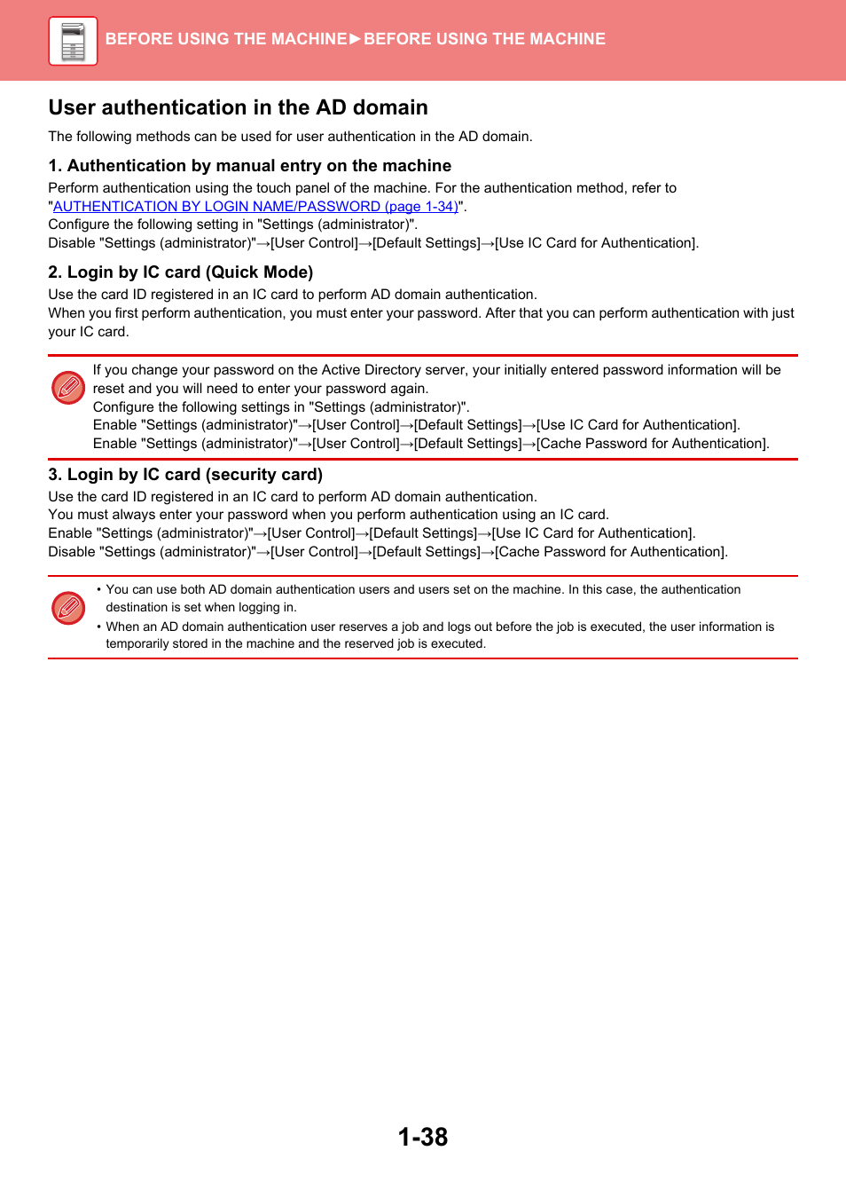 User authentication in the ad domain | Sharp MX-6070N User Manual | Page 41 / 935