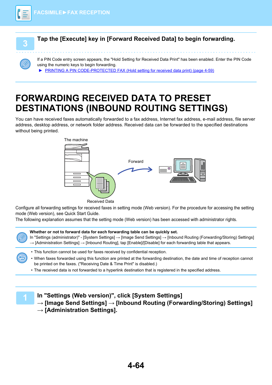 Forwarding received data to preset, Destinations (inbound routing settings) -64 | Sharp MX-6070N User Manual | Page 467 / 935