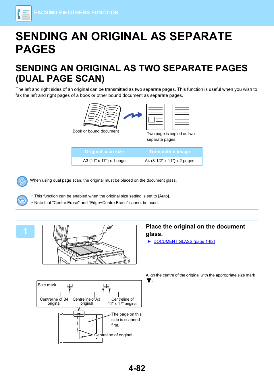 Sending an original as two separate, Sending an original as separate pages | Sharp MX-6070N User Manual | Page 485 / 935