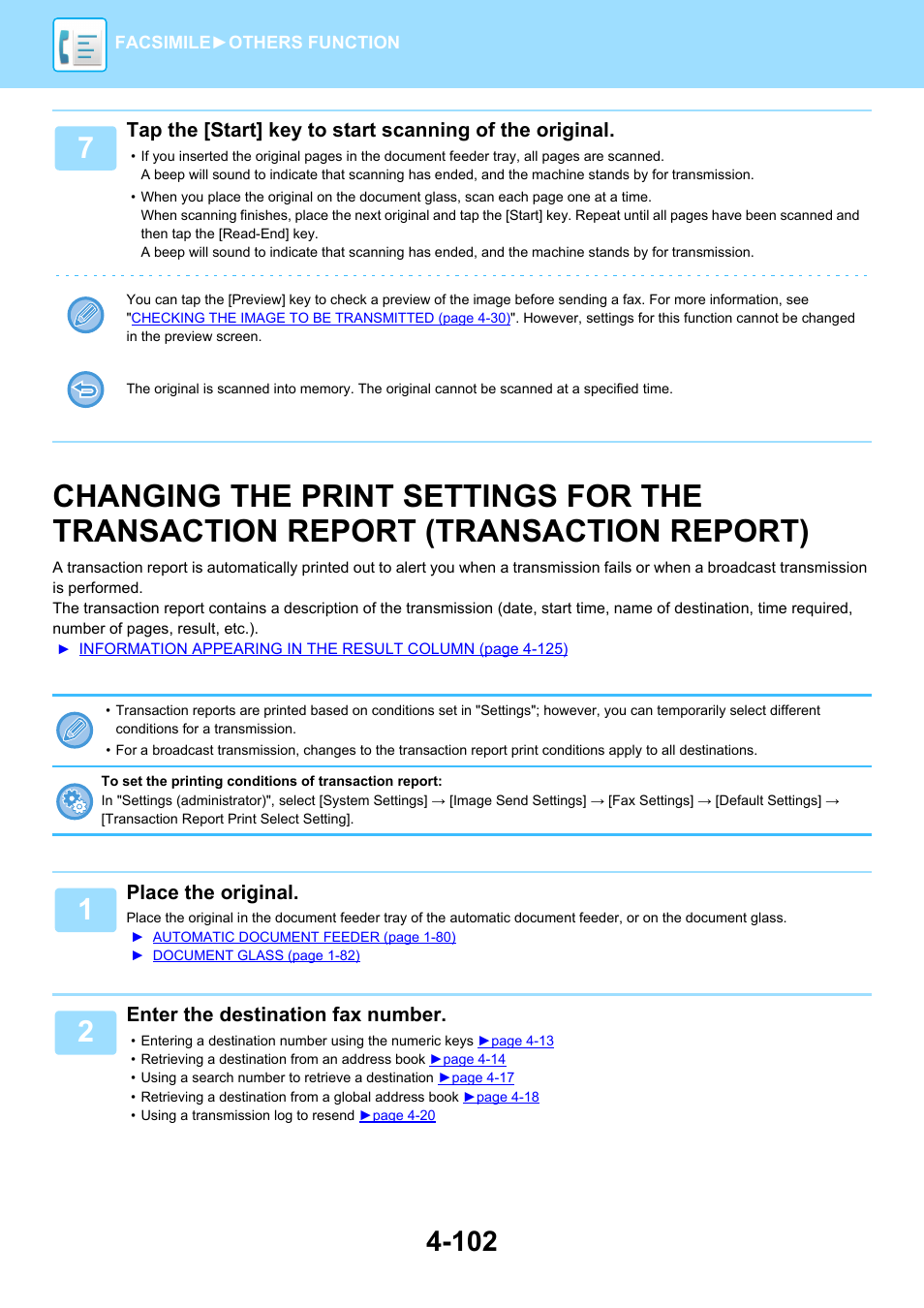 Changing the print settings for the, Transaction report (transaction report) -102 | Sharp MX-6070N User Manual | Page 505 / 935