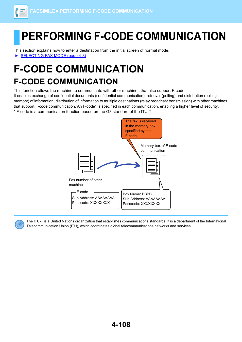 Performing f-code communication, F-code communication -108, F-code communication | Sharp MX-6070N User Manual | Page 511 / 935