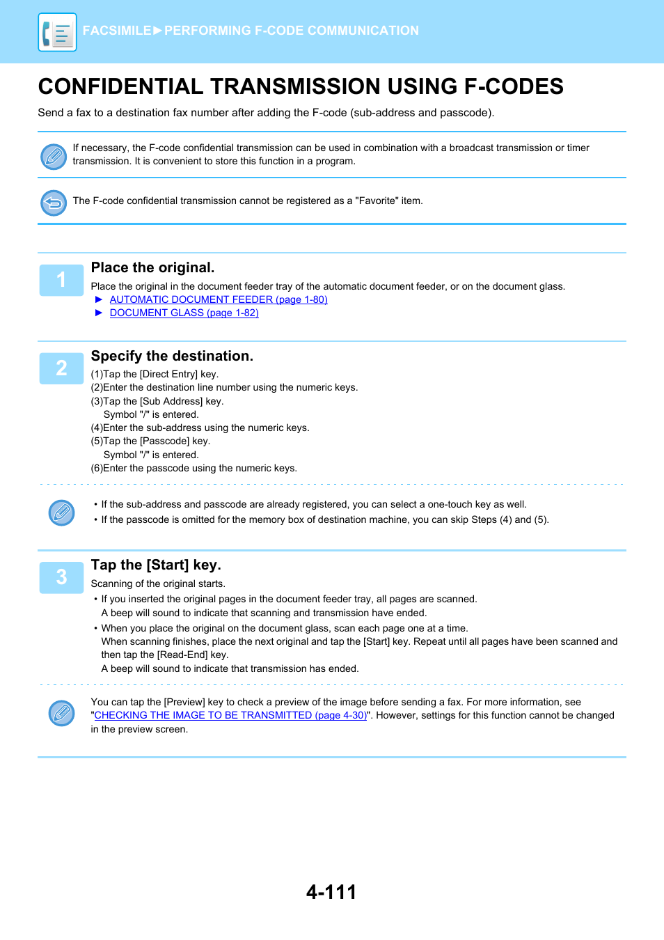 Confidential transmission using, F-codes -111, Confidential transmission using f-codes | Sharp MX-6070N User Manual | Page 514 / 935