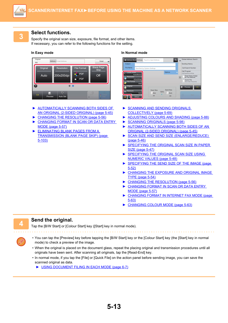 Select functions, Send the original | Sharp MX-6070N User Manual | Page 542 / 935