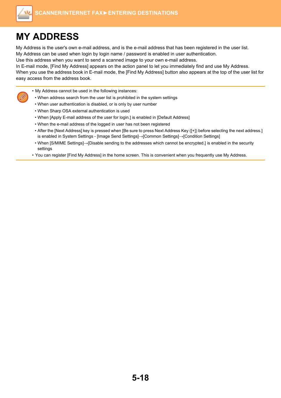 My address -18, My address | Sharp MX-6070N User Manual | Page 547 / 935