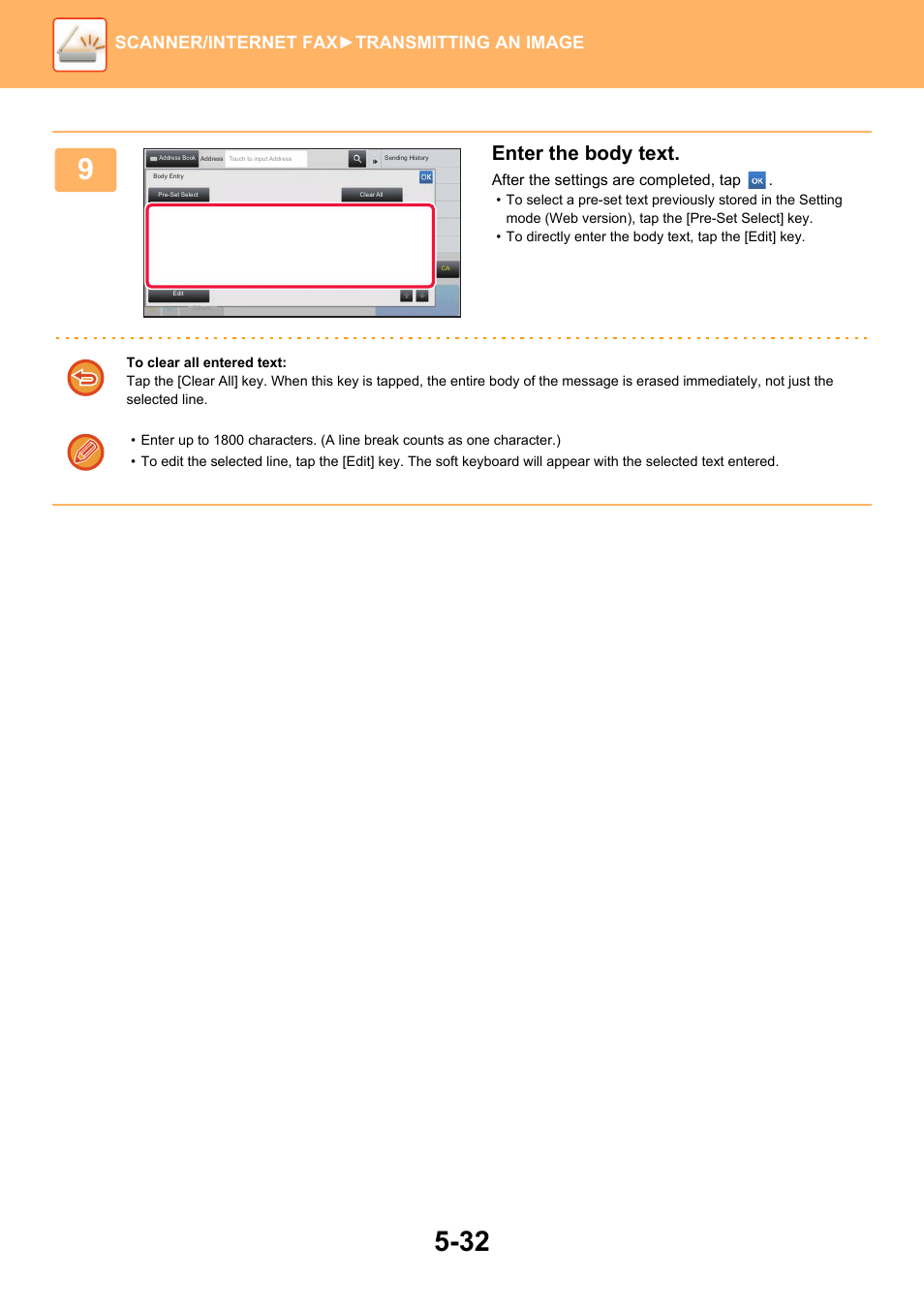 Enter the body text, Scanner/internet fax ►transmitting an image | Sharp MX-6070N User Manual | Page 561 / 935